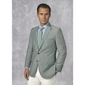 Tom James Men's 48L Speckled WOOL Suit Jacket LUXURY 2 Button Blazer Green Gray